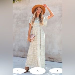 Nap dress. Floral smocked maxi dress Green tea.